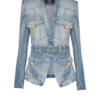 1-button belted denim jacket 1-button belted denim jacket