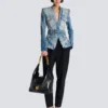 1-button belted denim jacket 1-button belted denim jacket