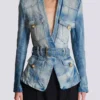 1-button belted denim jacket 1-button belted denim jacket