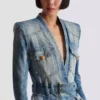 1-button belted denim jacket 1-button belted denim jacket