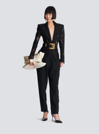 1-button fitted lace jacket
