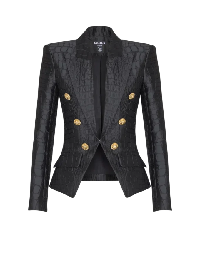6-buttons jacket in crocodile jacquard