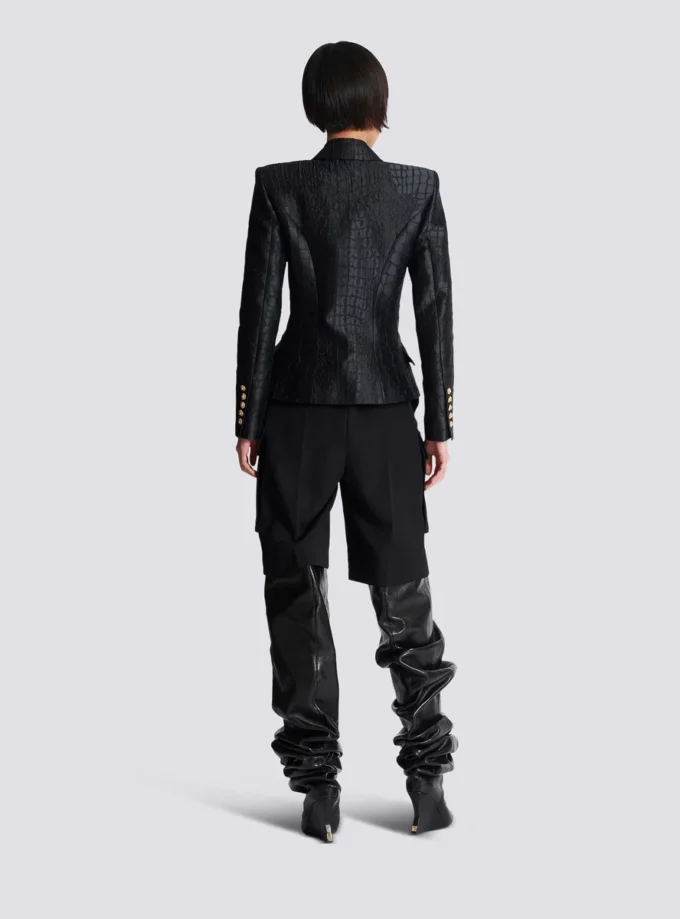 6-buttons jacket in crocodile jacquard