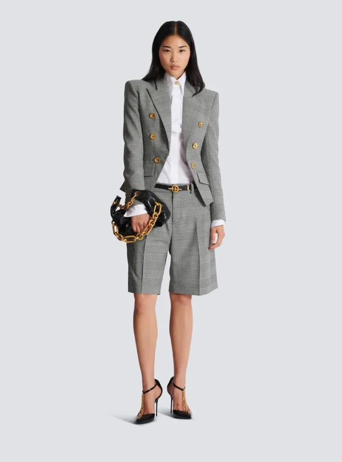 6-buttons jacket in Prince of Wales jacquard 6-buttons jacket in Prince of Wales jacquard