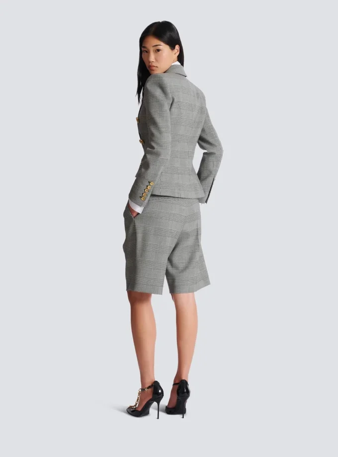 6-buttons jacket in Prince of Wales jacquard 6-buttons jacket in Prince of Wales jacquard