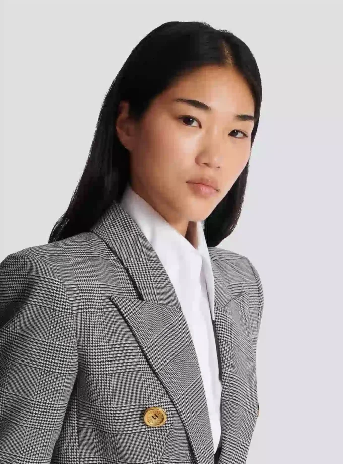 6-buttons jacket in Prince of Wales jacquard 6-buttons jacket in Prince of Wales jacquard