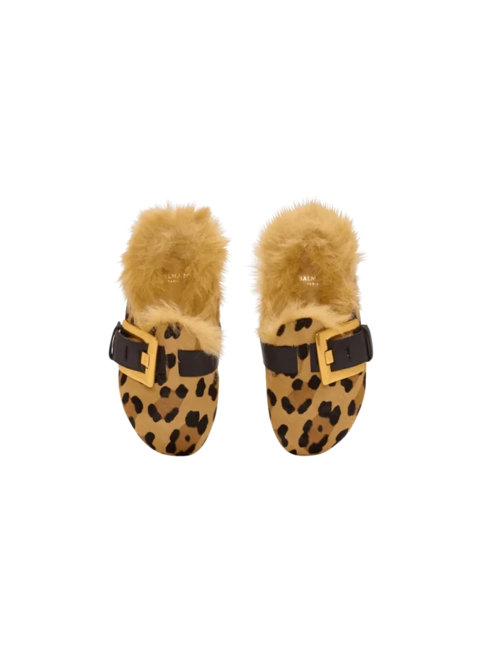 Anthem leopard print ponyskin leather and faux fur mules Anthem leopard print ponyskin leather and faux fur mules