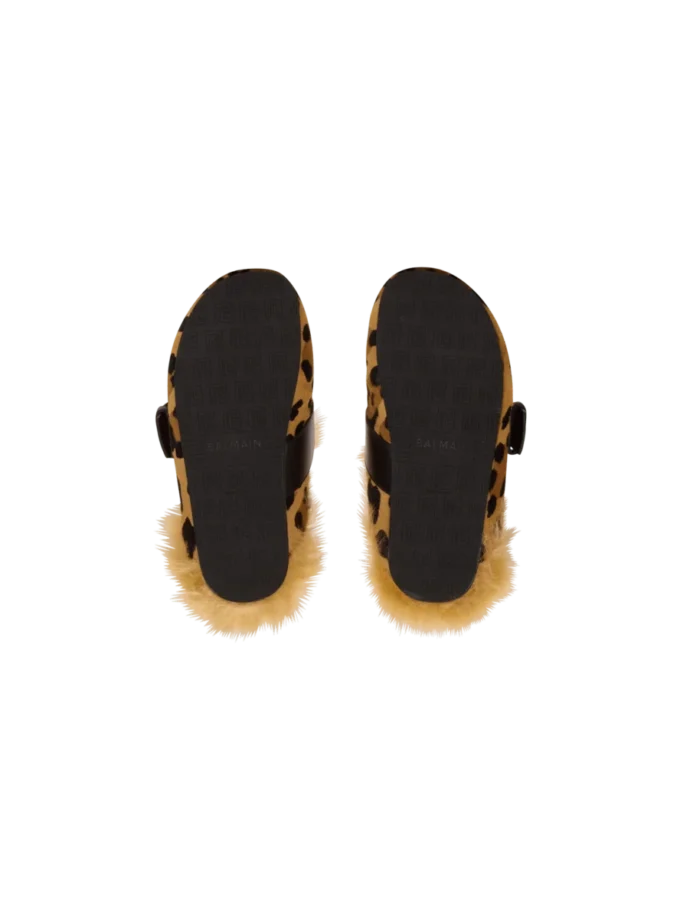Anthem leopard print ponyskin leather and faux fur mules Anthem leopard print ponyskin leather and faux fur mules
