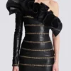 Asymmetric leather bodycon dress with chains Asymmetric leather bodycon dress with chains