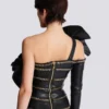 Asymmetric leather bodycon dress with chains Asymmetric leather bodycon dress with chains