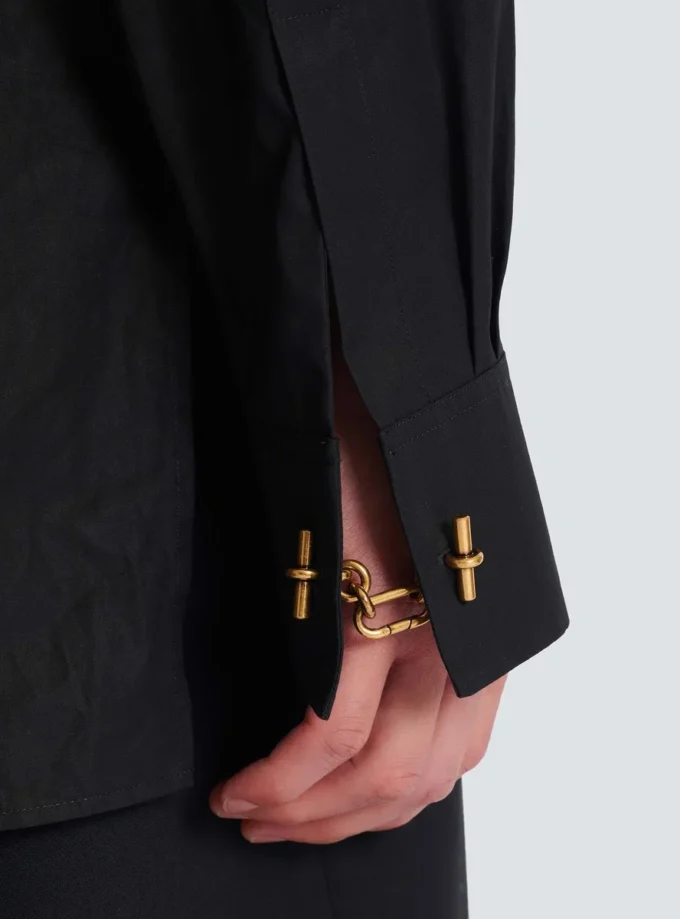 Asymmetric poplin shirt
