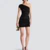 Asymmetrical dress in shiny rolled knit Asymmetrical dress in shiny rolled knit