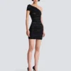 Asymmetrical dress in shiny rolled knit Asymmetrical dress in shiny rolled knit