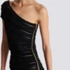 Asymmetrical dress in shiny rolled knit Asymmetrical dress in shiny rolled knit