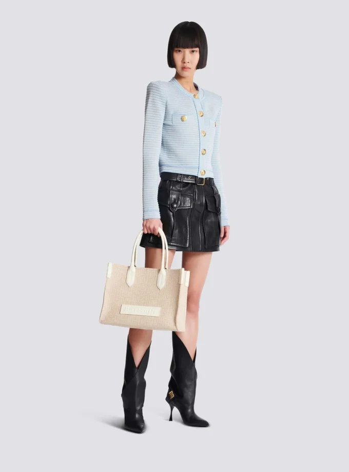 B-Army 36 monogrammed canvas jacquard and leather tote bag B-Army 36 monogrammed canvas jacquard and leather tote bag