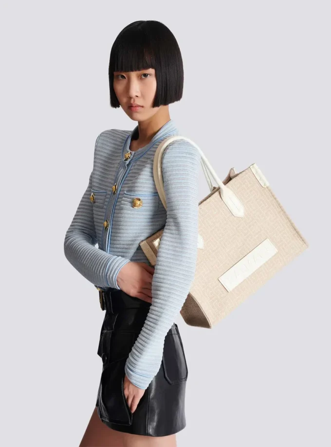 B-Army 36 monogrammed canvas jacquard and leather tote bag B-Army 36 monogrammed canvas jacquard and leather tote bag
