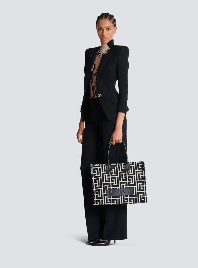 B-Army 42 monogram jacquard and leather Tote bag B-Army 42 monogram jacquard and leather Tote bag