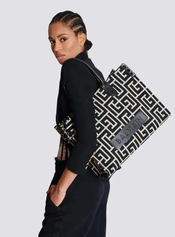 B-Army 42 monogram jacquard and leather Tote bag B-Army 42 monogram jacquard and leather Tote bag