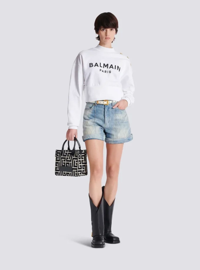 B-Army monogrammed jacquard and leather tote bag B-Army monogrammed jacquard and leather tote bag