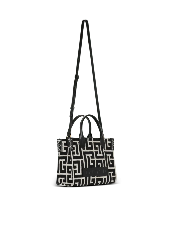 B-Army monogrammed jacquard and leather tote bag B-Army monogrammed jacquard and leather tote bag