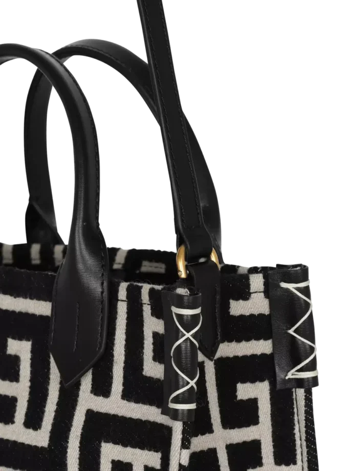 B-Army monogrammed jacquard and leather tote bag B-Army monogrammed jacquard and leather tote bag