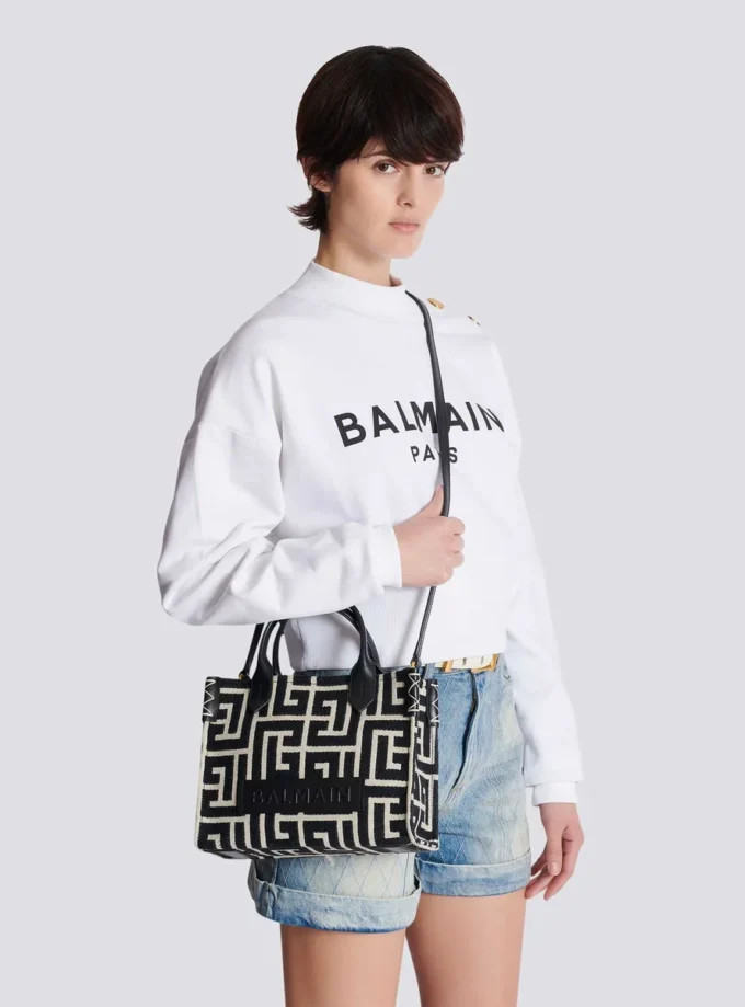 B-Army monogrammed jacquard and leather tote bag B-Army monogrammed jacquard and leather tote bag