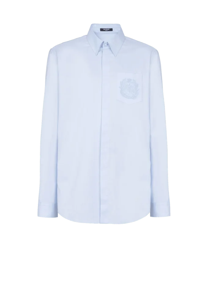 Balmain Écusson embroidered cotton shirt