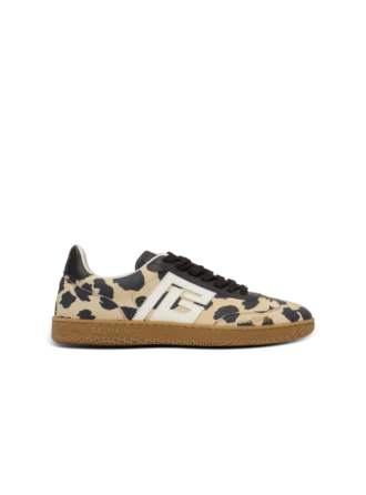 Balmain Swan leopard print suede leather trainers