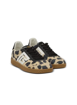 Balmain Swan leopard print suede leather trainers