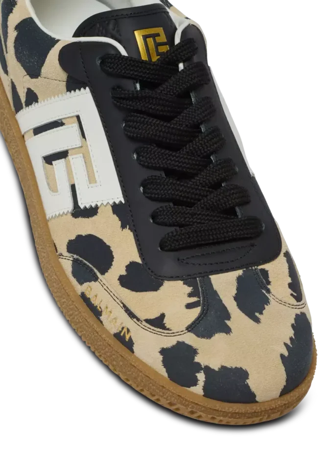 Balmain Swan leopard print suede leather trainers Balmain Swan leopard print suede leather trainers