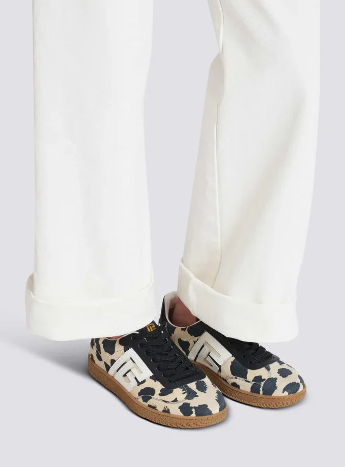 Balmain Swan leopard print suede leather trainers Balmain Swan leopard print suede leather trainers