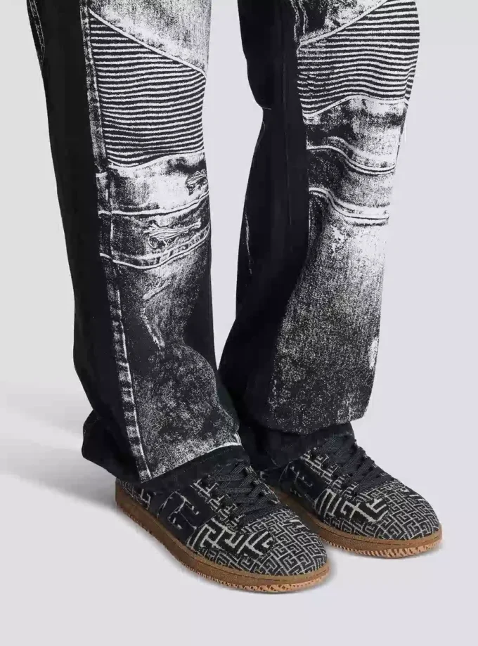 Balmain Swan trainers in PB Labyrinth jacquard Balmain Swan trainers in PB Labyrinth jacquard