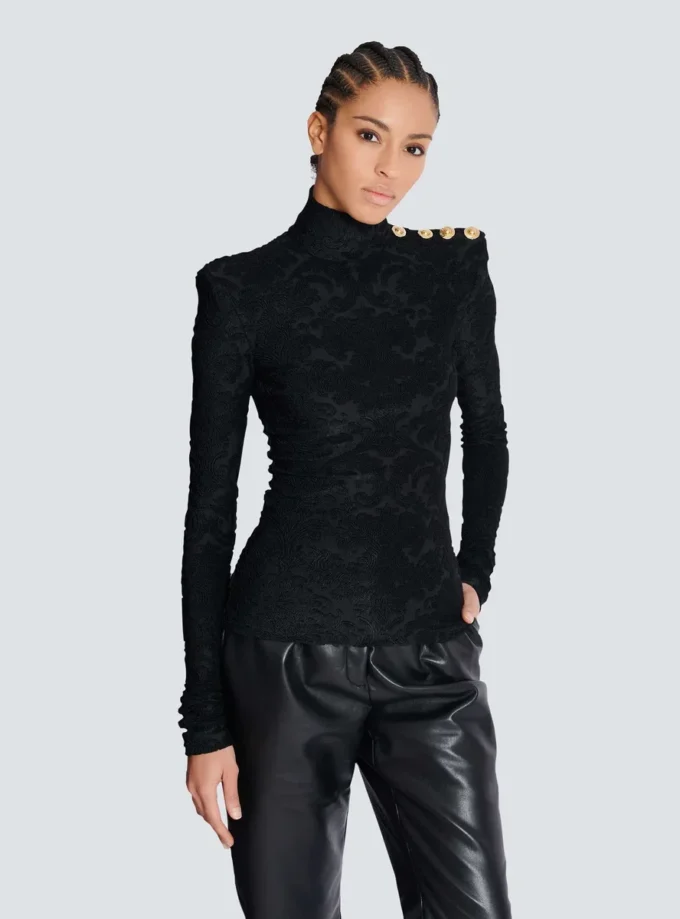 Baroque pattern long-sleeved top