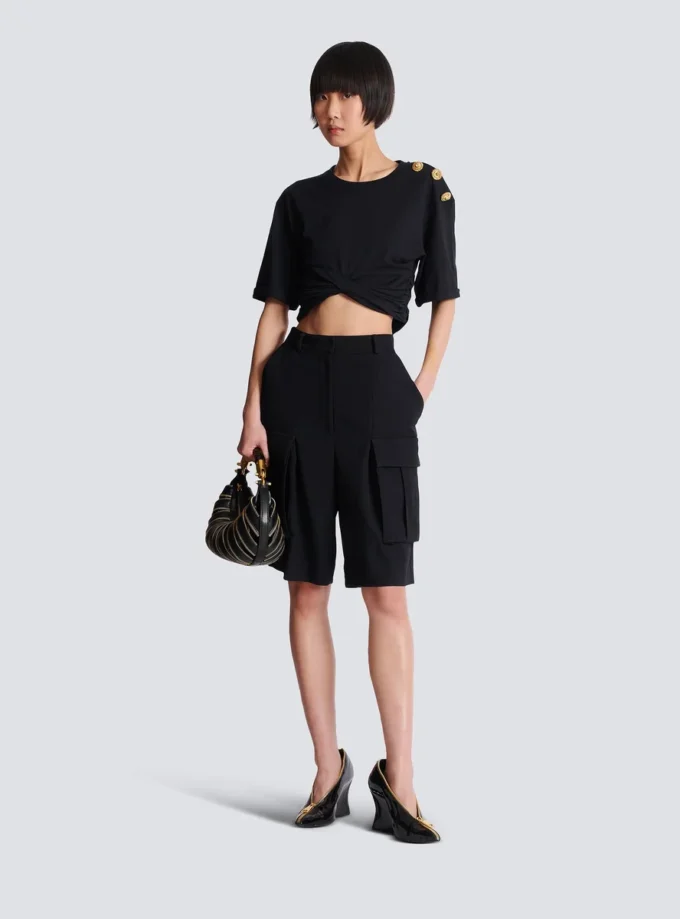 Bermuda shorts in grain de poudre wool Bermuda shorts in grain de poudre wool