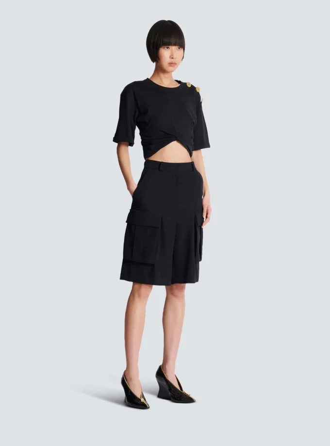 Bermuda shorts in grain de poudre wool Bermuda shorts in grain de poudre wool