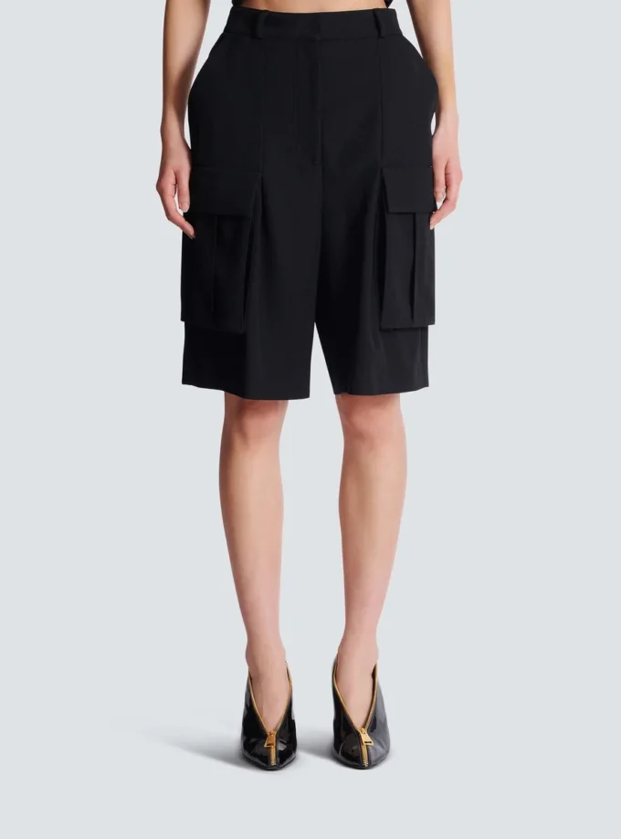 Bermuda shorts in grain de poudre wool Bermuda shorts in grain de poudre wool