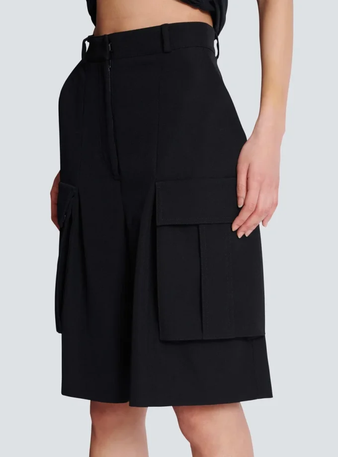 Bermuda shorts in grain de poudre wool Bermuda shorts in grain de poudre wool
