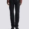 Biker jeans in black vintage denim Biker jeans in black vintage denim