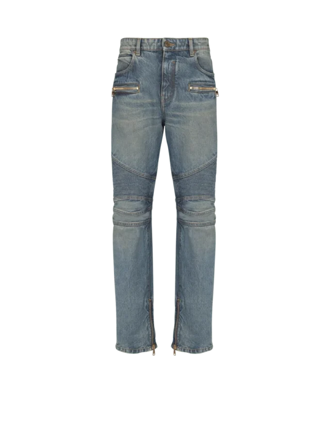 Biker jeans in vintage denim Biker jeans in vintage denim