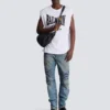 Biker jeans in vintage denim Biker jeans in vintage denim