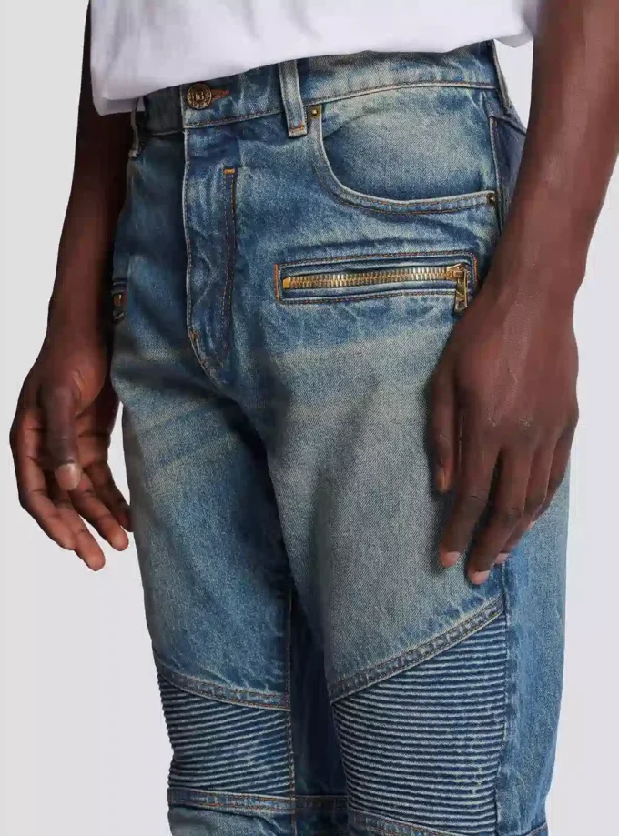 Biker jeans in vintage denim Biker jeans in vintage denim