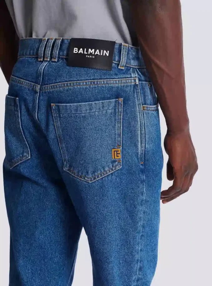 Blue denim straight-cut jeans Blue denim straight-cut jeans