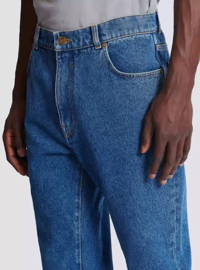 Blue denim straight-cut jeans Blue denim straight-cut jeans