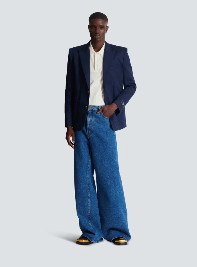 Blue denim wide-leg jeans Blue denim wide-leg jeans