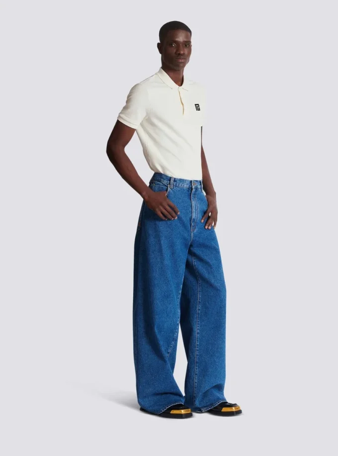 Blue denim wide-leg jeans Blue denim wide-leg jeans