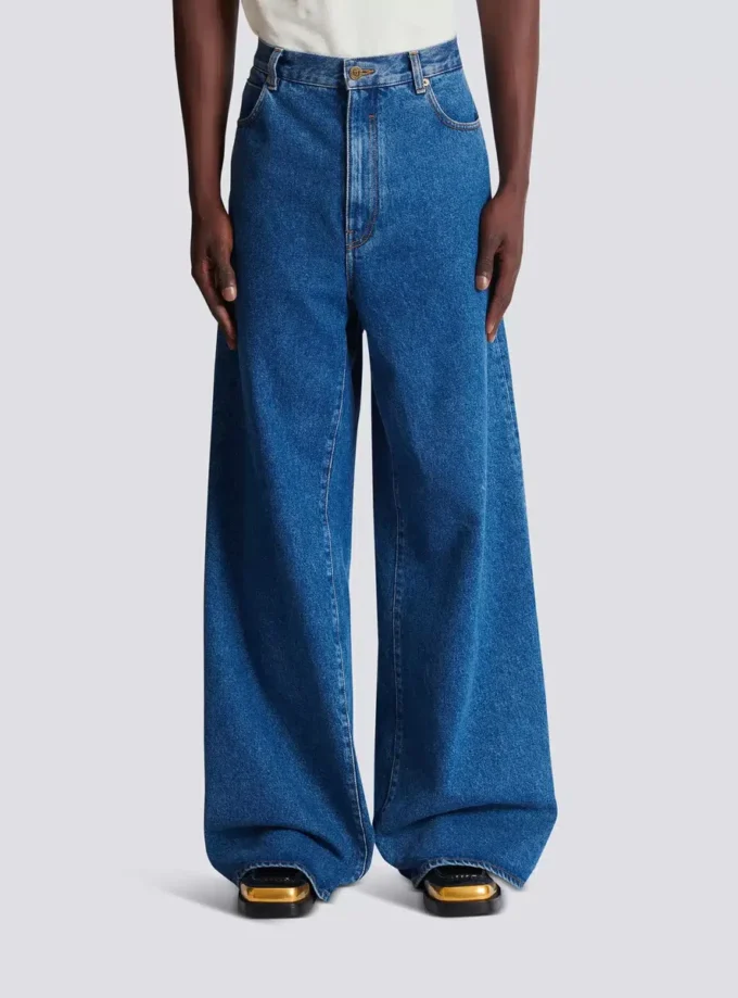 Blue denim wide-leg jeans Blue denim wide-leg jeans