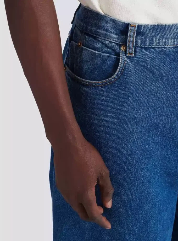 Blue denim wide-leg jeans Blue denim wide-leg jeans