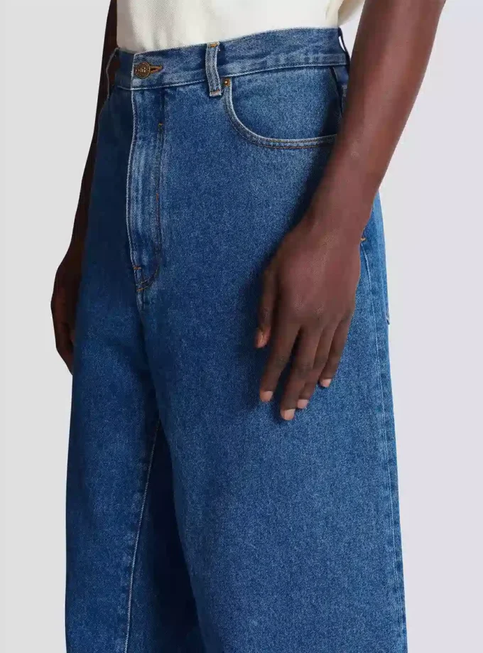 Blue denim wide-leg jeans Blue denim wide-leg jeans