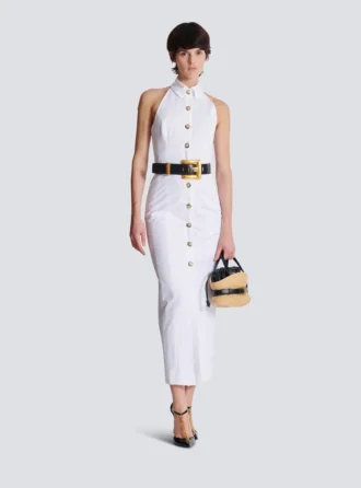 Bodycon backless poplin dress