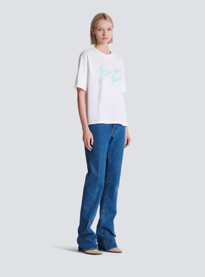 Boxy T-shirt with Balmain Paris Brush print Boxy T-shirt with Balmain Paris Brush print